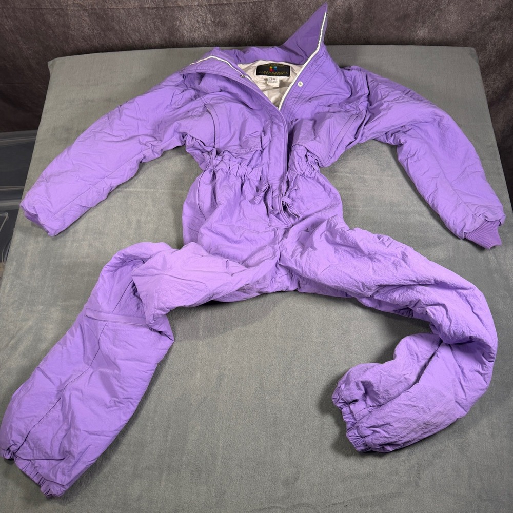 Vintage 80s Breezin Performance Ski Wear Purple One Piece Snow Suit Jumpsuit M